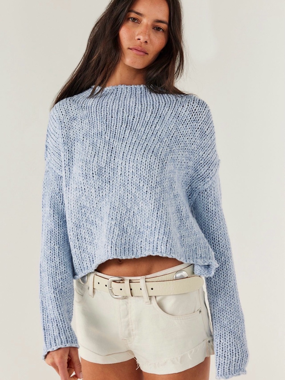 Free People Cashmere Blue Opal Roll Neck Sweater - NWOT